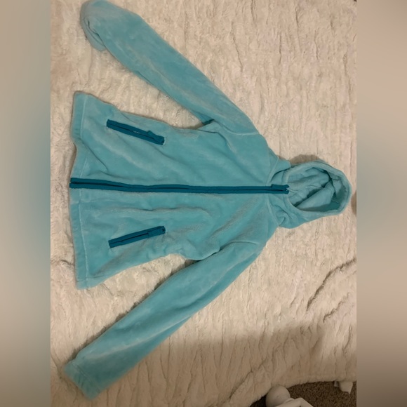 “Girls Softest Fleece Hoodie” by Lands’ End Blue - Picture 6 of 7